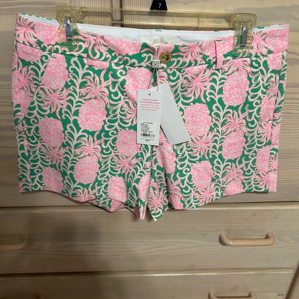 Lilly Pulitzer Pink and Green Pineapple Print Shorts